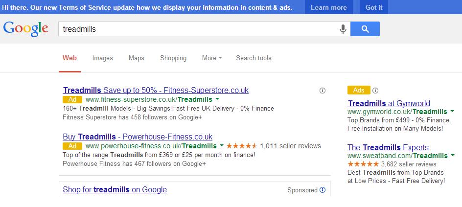 Test result for 'treadmill' search query..