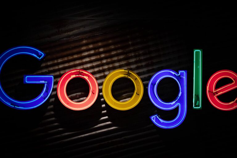 Neon colored Google logo